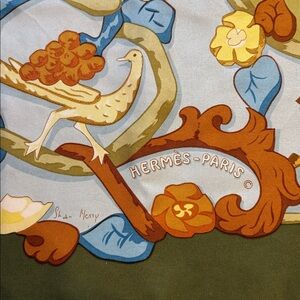 Rare Vintage Hermès Silk Scarf 90 - "Baroque" by Shan Merry - Olive/Gold